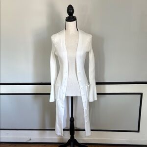 Elegant White Women's Cardigan - full length